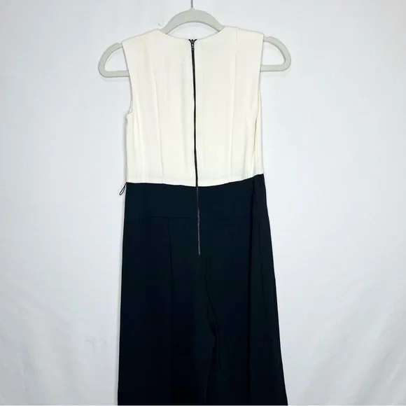 Narciso Rodriguez Silk & Scuba Two Toned Sleeveless Wide Leg Jumpsuit - Picture 5 of 5